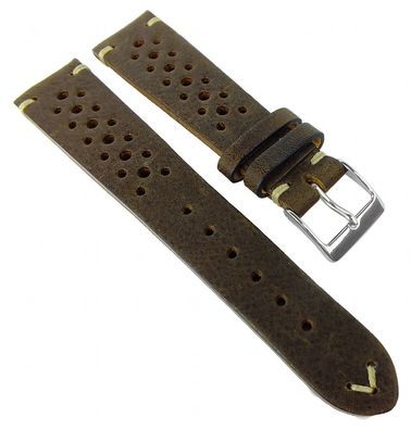 Fluco Hunter Racing > Uhrenarmband Lochmuster braunes > Lederband