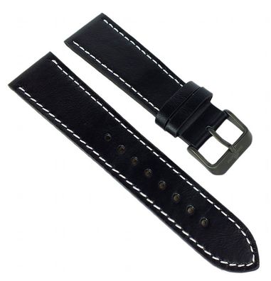 Adora Nautic AN2149 Uhrenarmband 22mm schwarz Leder > weiße Naht