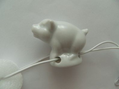 Porzellan Tropfenfänger Schwein, weiß, für Kaffee- oder Teekannen, Figur Tier Ferkel