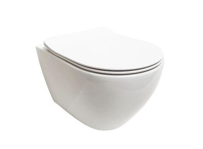 ADOB, spülrandlose wandhängende WC Keramik Toilette mit WC Sitz mit Absenkautomatik