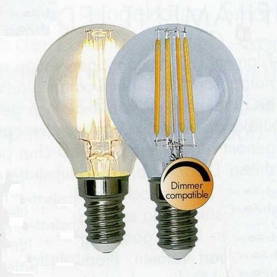 Illumination LED Filament Leuchtmittel GE14 230V 400lm 3,2W 2700K dimmbar 352-15