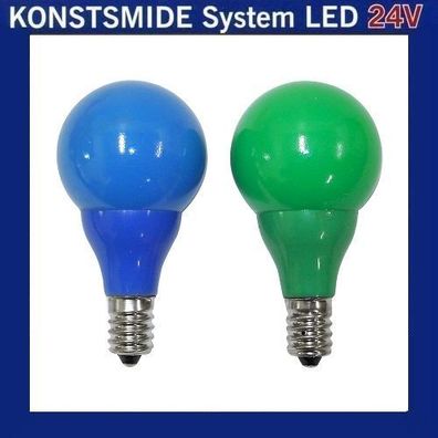 LED Glühbirne Glühlampe 24V E10 0,48W blau / grün 5686-420