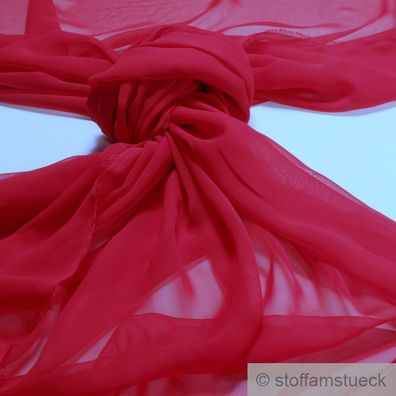 Stoff Polyester Chiffon rot transparent leicht weich fallend