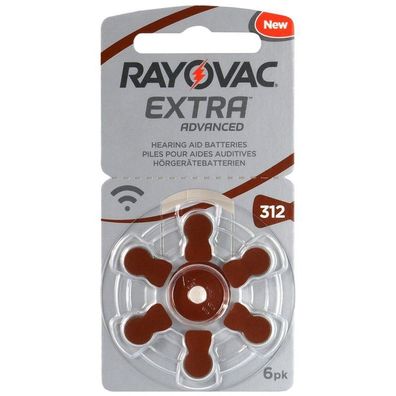 Rayovac 312 Extra Advanced ZincAir Hörgerätebatterie im 6er Pack (6er Rad)