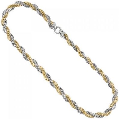 Collier Halskette 375 Gold Weißgold Gelbgold bicolor 48 cm Goldkette