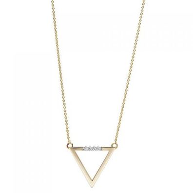 Collier Halskette Dreieck 585 Gold Gelbgold 5 Diamanten Brillanten 42 cm