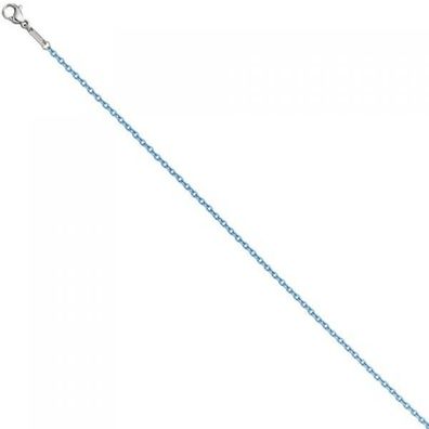 Rundankerkette Edelstahl blau lackiert 50 cm Kette Halskette Karabiner