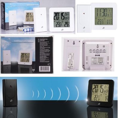 Funkuhr Funktemperaturstation LCD Funkwetterstation Thermometer 2-tlg. NEU in der OVP