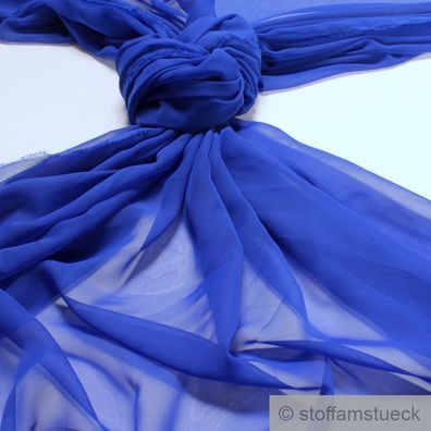 Stoff Polyester Chiffon kobaltbau transparent leicht weich fallend blau
