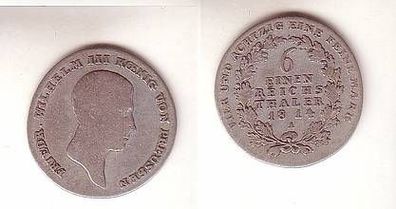 1/6 Taler Silber Münze Preussen 1814 A f. ss