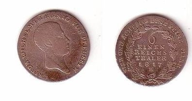 1/6 Taler Silber Münze Preussen 1817 B ss+