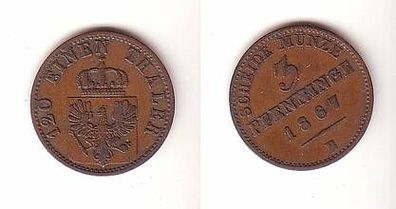 3 Pfennige Kupfer Münze Preussen 1867 B
