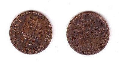 3 Pfennige Kupfer Münze Preussen 1863 A s/ ss