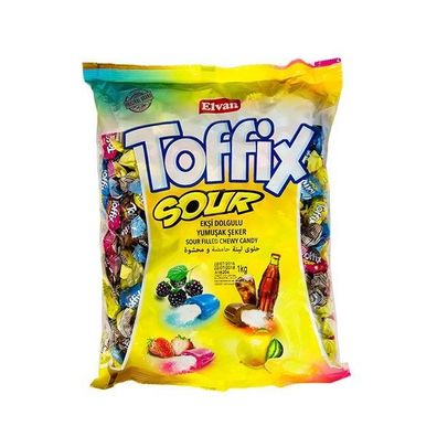 Elvan Toffix Sour Filled Chewy Candy 1 kg