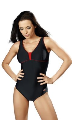 Badeanzug | Schwimmanzug ANIKA I schwarz/ rot
