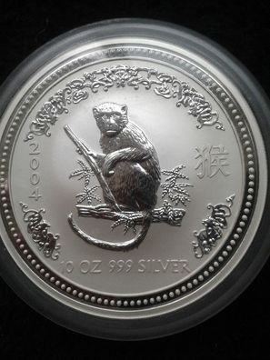 Original 10$ 2004 Australien Lunar 1 Affe 10 Unzen reines Silber 10 Dollars 2004