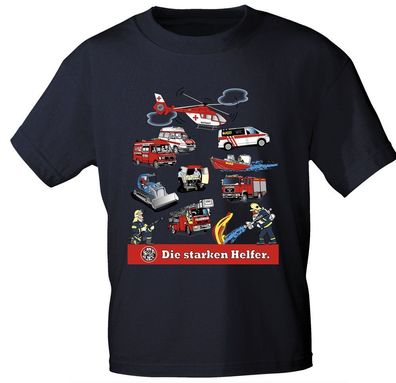 Kinder T-Shirt mit Print - Feuerwehr - DIE Starken HELFER - 08711 - schwarz - Gr. 110