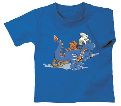 KINDER T-SHIRT mit Print - Feuerwehr-Drache - 12703 - royalblau - Gr. 110/116