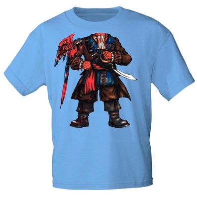 Kinder T-Shirt mit Print Pirat Seeräuber 15731 Gr. hellblau / 110/116