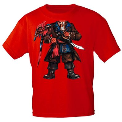 Kinder T-Shirt mit Print Pirat Seeräuber 15731 Gr. rot / 110/116