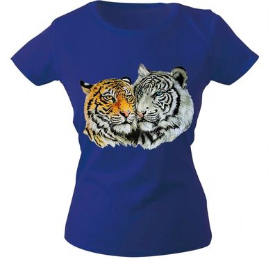 Girly-Shirt mit Print - Tiger - 10848 - versch. farben zur Wahl - blau / M