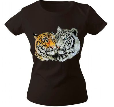 Girly-Shirt mit Print - Tiger - 10848 - versch. farben zur Wahl - schwarz / XL