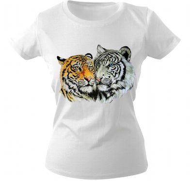 Girly-Shirt mit Print - Tiger - 10848 - versch. farben zur Wahl - weiß / M