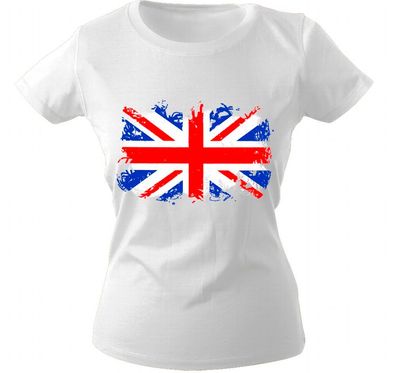 Girly-Shirt mit Print Flagge Fahne Union Jack Großbritannien G12122 Gr. weiß / M
