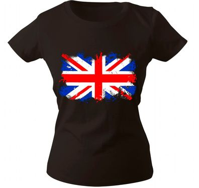 Girly-Shirt mit Print Flagge Fahne Union Jack Großbritannien G12122 Gr. schwarz / XS