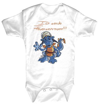 Baby-Body Babystrampler mit Print - Drache - Ich werd Feuerwehrmann - 12712 - 12-18 M