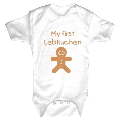 Babystrampler Body mit Print My First Lebkuchen 12742 weiß Gr. 12-18 Monate