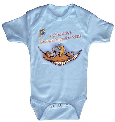 Babystrampler mit Print – Ich hab´den besten Papa der Welt – 08318 blau - 0-6 Mo