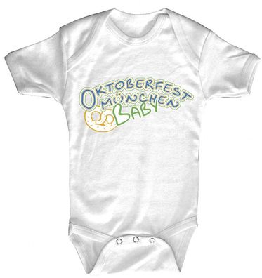 Babystrampler mit Print – Oktoberfest München Baby – 08349 weiß - 0-24 Monate