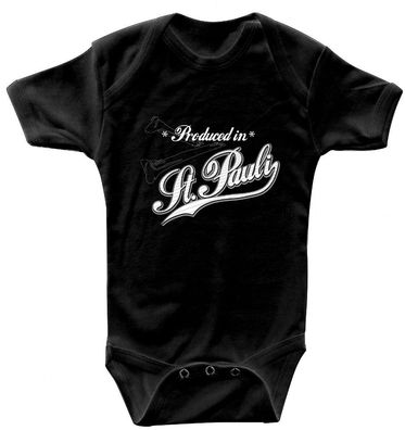 Babystrampler Body mit Print - Produced in St. Pauli - 08491 schwarz - 6-12 Monate