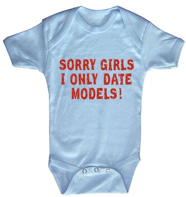 Babystrampler mit Print – Sorry Girls I only date models – 08399 blau - 12-18 Mon