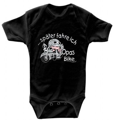 Babystrampler mit Print – später fahre ich Opas Bike – 08358 schwarz - 12-18 Mon