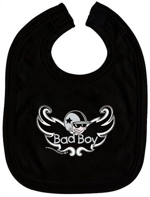 Baby-Lätzchen mit Druckmotiv - Bad Boy - 07035 - schwarz