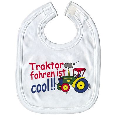 Baby-Lätzchen mit Druckmotiv - Traktor fahren ist cool - 08410 weiß