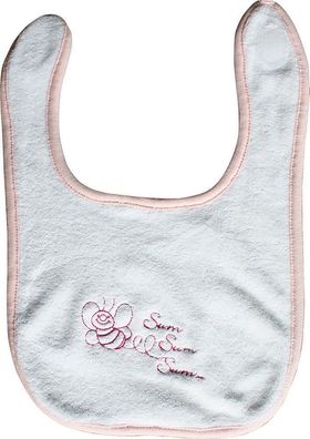Babylätzchen mit Einstickung - Bienchen - 12725 - weiß-rosa
