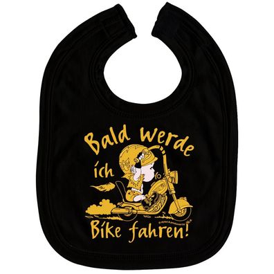 Babylätzchen mit Print - Bald werde ich Bike fahren - 07006 schwarz