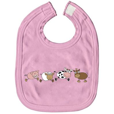 Babylätzchen mit Print - Tiere Schaf Kuh - 07085 rosa