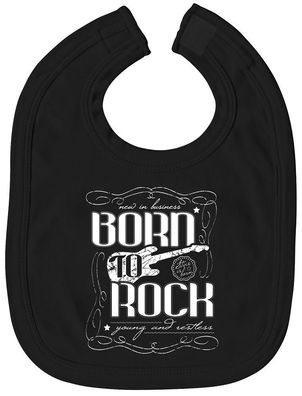 Fan-O-Menal Lätzchen mit hochwertigem Aufdruck Born To Rock 12426 schwarz Spucktuch