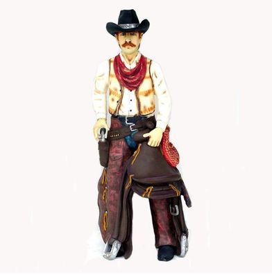 CowBoy Figur lebensgroß Western Dekoration Sattel Scheriff Statue Cowboyhut Deko