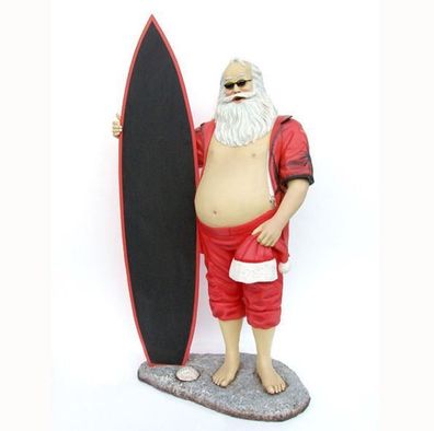 Weihnachtsmann Surfboard Strand Beachparty Dekoration Figur Werbetafel Hawaii Südsee