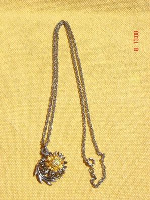 Dirndlkette mit Silberdistel bicolor gold-silberfarben Trachtenkette Halskette Z