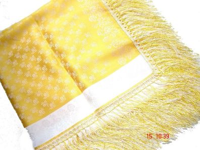 Dirndltuch Fransentuch Trachtentuch gelb weiß Schultertuch Polyester