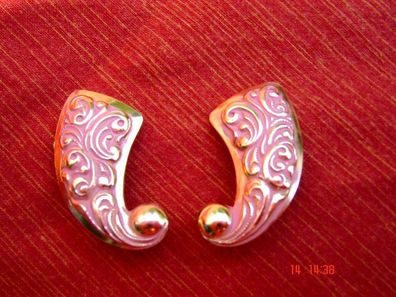 Art Deco Ohrclips goldglitzernd rose handbemalt Retrolook Clip Venedig Z