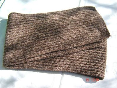 dicker Strick Schal weiche Wolle mit 25% Merino 1,7 m lang braunmeliert B14N