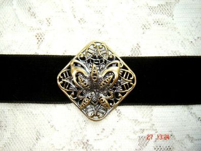 Kropfband Halsband Samtband schwarz Dirndlschmuck w Schmetterling Jugendstil Z