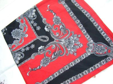 Trachtentuch Manteltuch tolles Muster rot mit schwarz 80 x 80 cm Polyester Zp